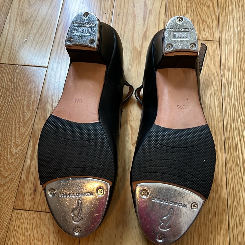 Bloch Matte Black Leather Mary Jane Tap Shoes EUC Size 9 1/2 - Picture 8 of 9